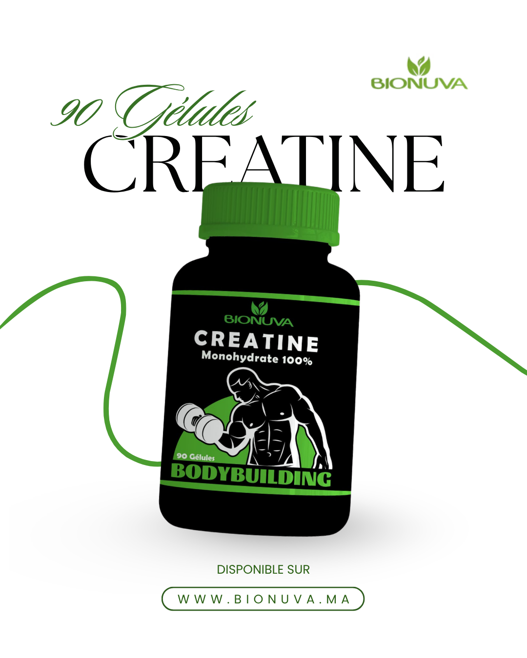 BIONUVA CRÉATINE • Force & Congestion Musculaire • 90 Gélules