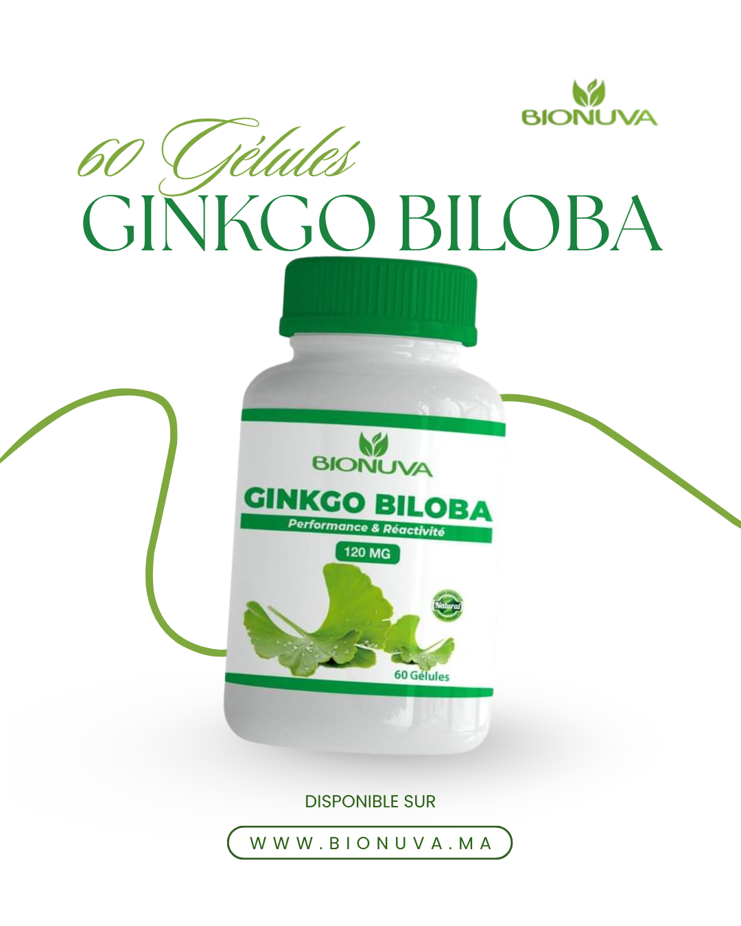 BIONUVA GINKGO BILOBA • Mémoire & Concentration • 60 Gélules