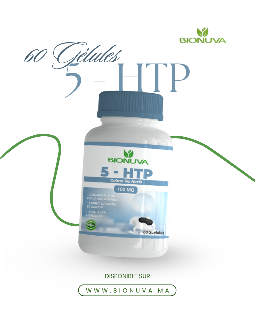 BIONUVA 5-HTP • Équilibre Émotionnel & Sommeil • 60 Gélules
