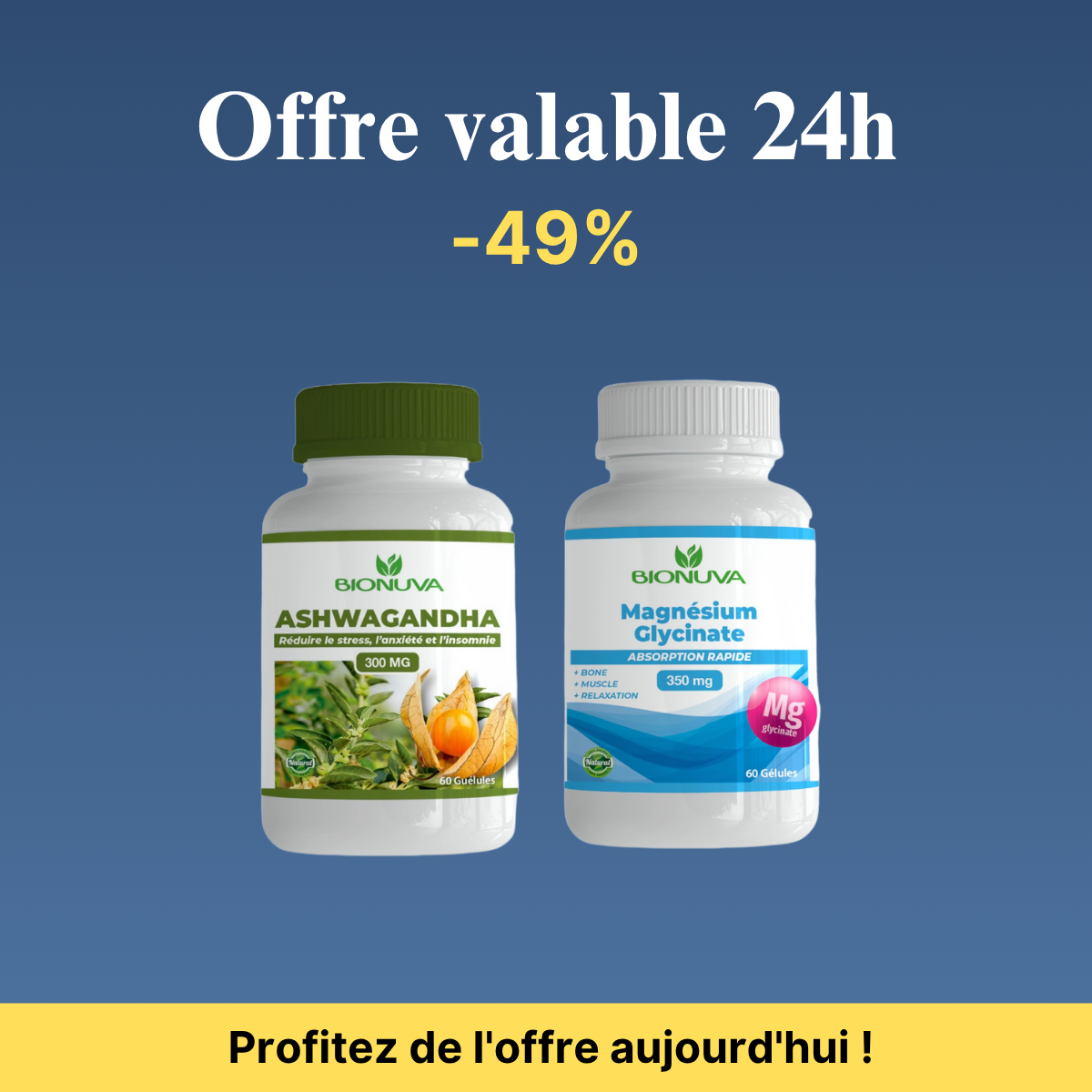 PACK BIONUVA ASHWAGANDHA + Magnésium Glycinate