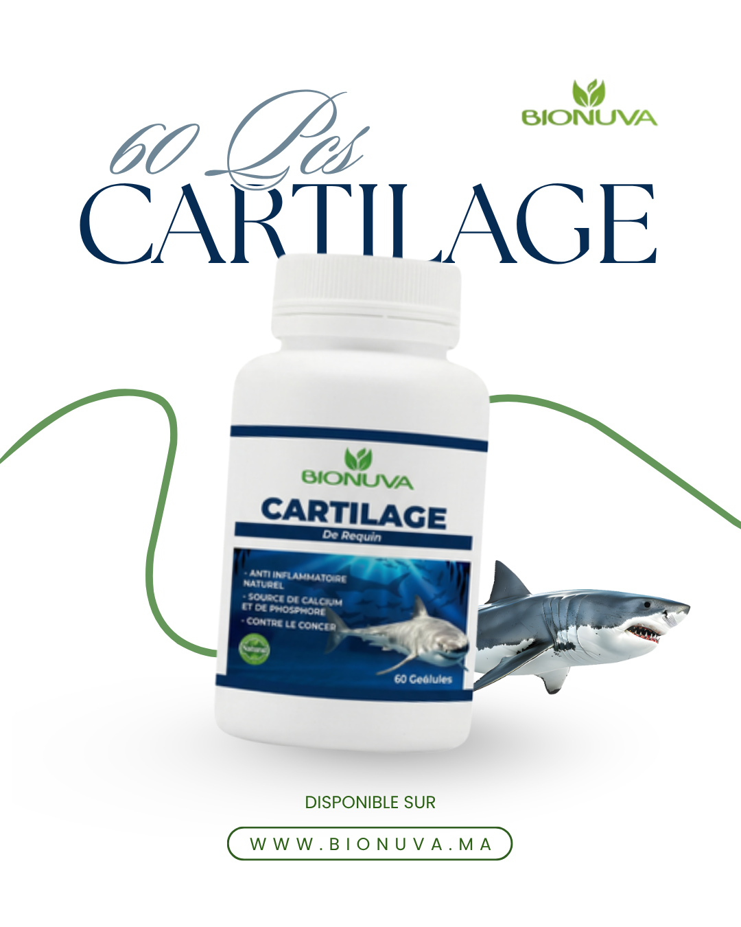 BIONUVA CARTILAGE DE REQUIN 60 GÉLULES