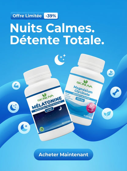 BIONUVA MÉLATONIN 30 GÉLULES+ MAGNÉSIUM GLYCINATE 60 GÉLULES