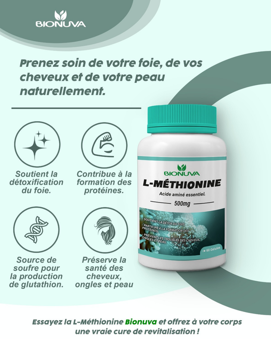 BIONUVA L-MÉTHIONINE • Santé Hépatique & Peau Saine • 60 Gélules