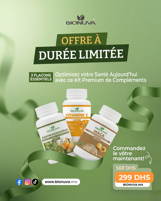 BIONUVA Kit Premium - Santé Totale (ASHWAGANDHA, VITAMINE C, MACA)