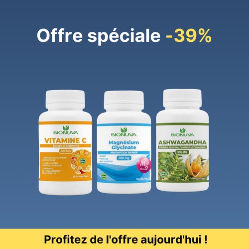 PACK BIONUVA ASHWAGANDHA + Magnésium Glycinate + Vitamine C