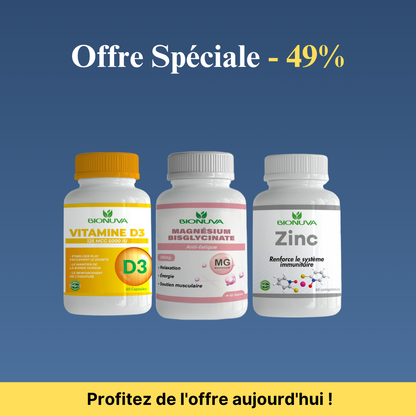 PACK BIONUVA  MAGNÉSIUM BISGLYCINATE + ZINC + VITAMINE D3