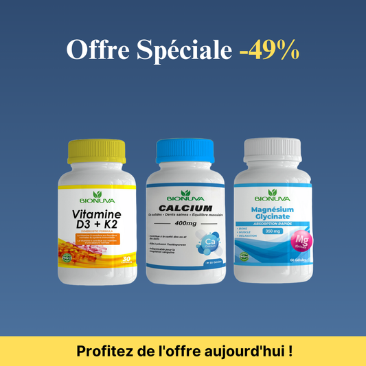 PACK BIONUVA VITAMINE D3+K2 + Magnésium Glycinate + Calcium