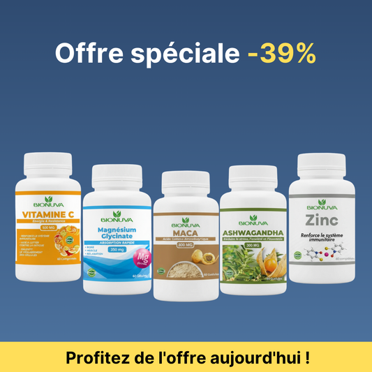 PACK Bionuva  Vitamine C+ Magnésium Glycinate + ZINC + MACA + ASHWAGANDHA