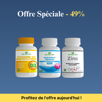 PACK BIONUVA  MAGNÉSIUM GLYCINATE + ZINC + VITAMINE D3
