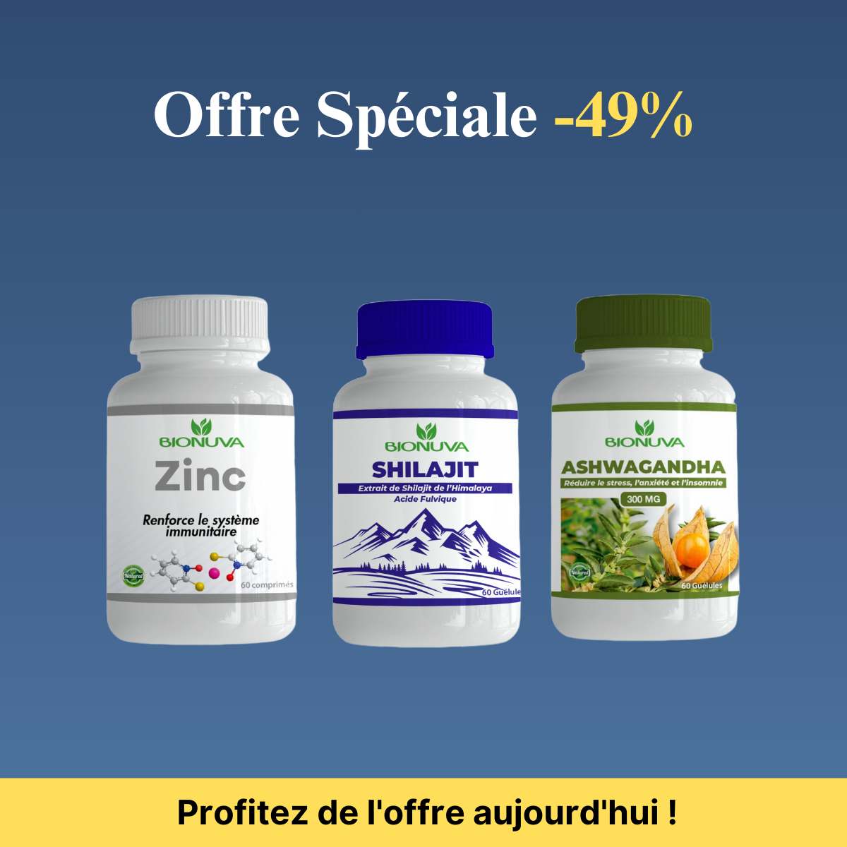 PACK BIONUVA  ASHWAGANDHA + SHILAJIT + ZINC