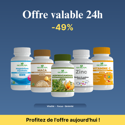 PACK Bionuva  Vitamine C+ Magnésium Glycinate + ZINC + MACA + ASHWAGANDHA