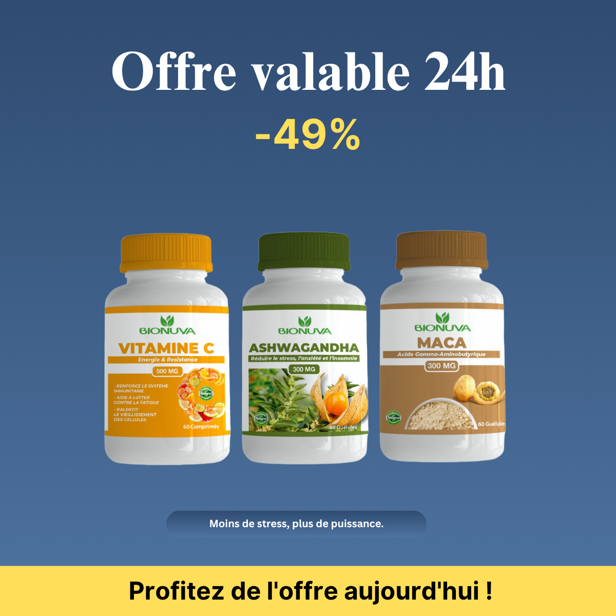 PACK Bionuva  Ashwagandha  + Maca + Vitamine C