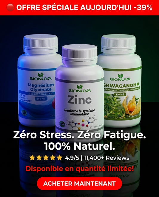 PACK BIONUVA ASHWAGANDHA 60 GÉLULES + MAGNÉSIUM GLYCINATE 60 GÉLULES + ZINC 60 COMPRIMÉS