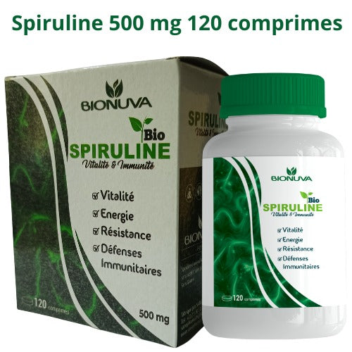 BIONUVA SPIRULINE PURE • Superaliment & Source de Fer • 120 Comprimés