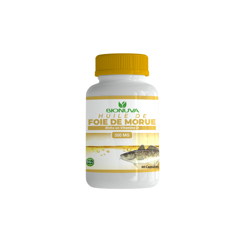 BIONUVA HUILE DE FOIE DE MORUE • Immunité & Capital Osseux • 60 Capsules