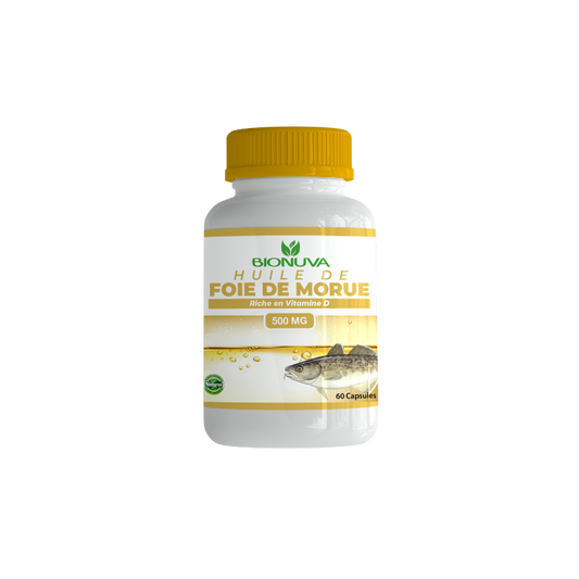 BIONUVA HUILE DE FOIE DE MORUE • Immunité & Capital Osseux • 60 Capsules