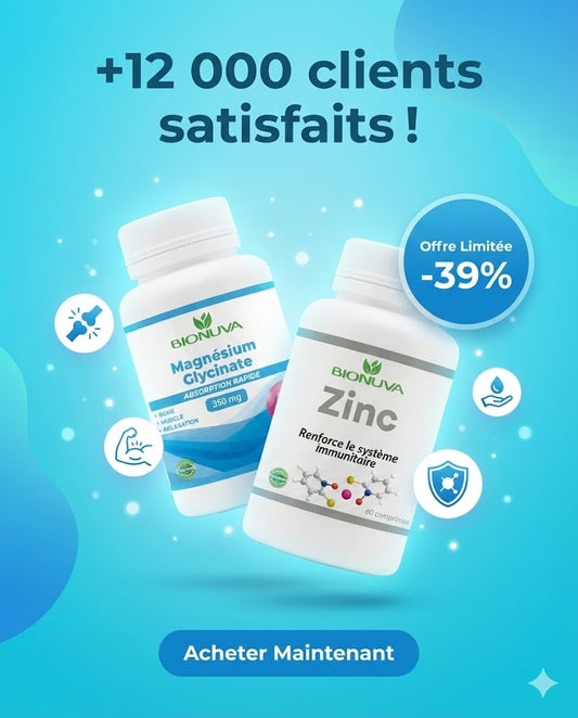 PACK BIONUVA MAGNÉSIUM GLYCINATE 60 GÉLULES + ZINC 60 COMPRIMÉS